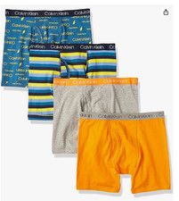 Calvin Klein Boys' Underwear Boxer Brief 4-Pack LARGE 10-12 Multicolor NWT