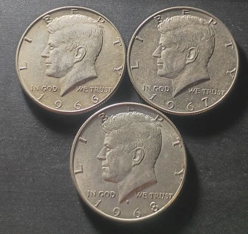 (3) Better Grades (XF-AU) 40% Silver JFK Halves (66, 67, 68-D)--Below Melt Start