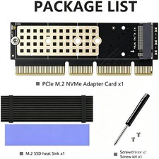 M.2 NVMe M-Key SSD to PCIe 3.0 X16/X8/X4 Card with Aluminum Heat Sink