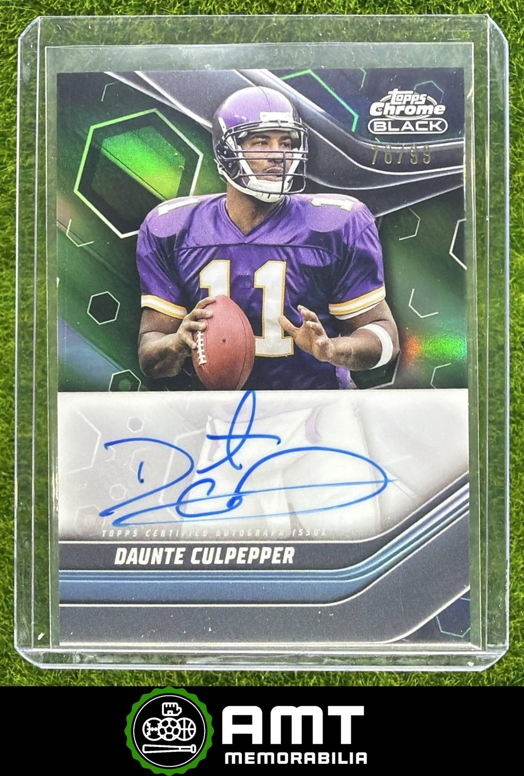 Daunte Culpepper Auto 2023 Topps Composite 76/99 Chrome Black Green Vikings