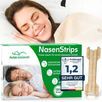 PERFEKT-SCHLAFEN24 120x Anti Schnarch Nasenpflaster 66x19mm Strips für besseren Schlaf & Atmung