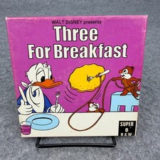 Walt Disney Three For Breakfast Super 8 B/W Film Donald Duck Chip and Dale Box