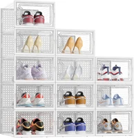 Schuhboxen, 12Er Set Schuhboxen Transparent, Faltbar Schuhorganizer Schuhaufbew