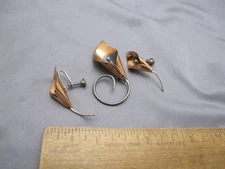 Fine Vintage STUART NYE COPPER & Sterling CALLA LILY PIN & EARRINGS Set