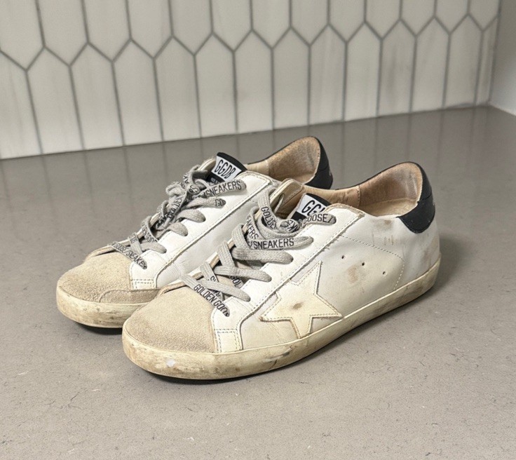 White Grey Black Star Leather