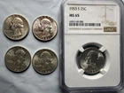 5 Washington Quarter Lot 1950s  Very High Grade EF-MS65 1950 1951 1952 1953 1954