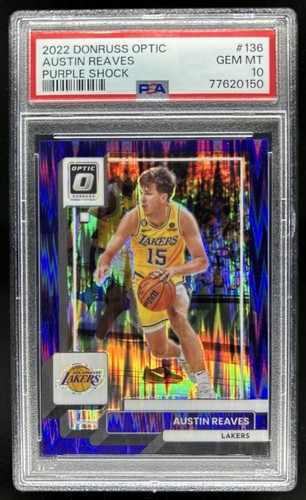 2022-23 Panini Donruss Optic Austin Reaves Purple Shock #136 Lakers PSA 10