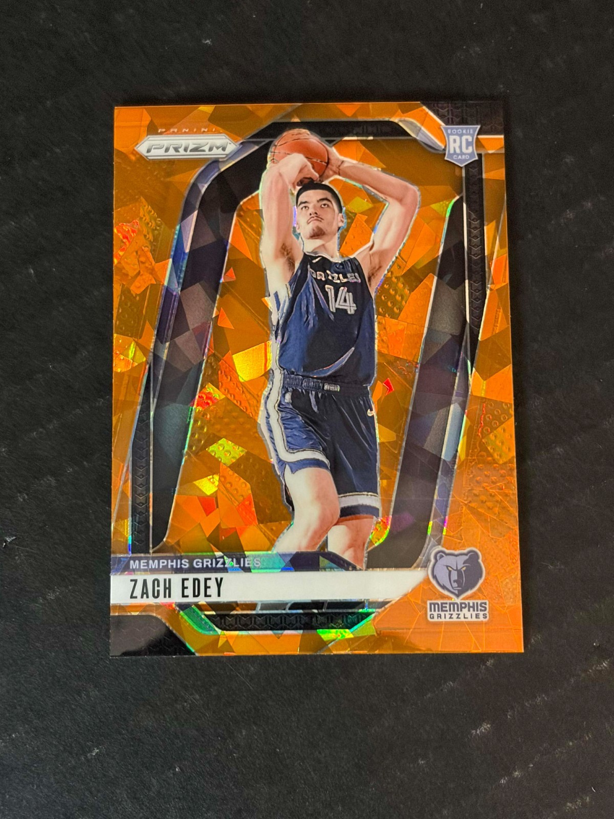ZACH EDEY 2024-25 PRIZM ORANGE CRACKED ICE PRIZM ROOKIE RC #249 GRIZZLIES
