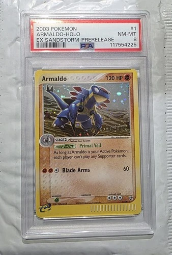 Prerelease Sandstorm Promo Armaldo Pokemon EX #1 2003 PSA 8 Stamped Holo Swirl