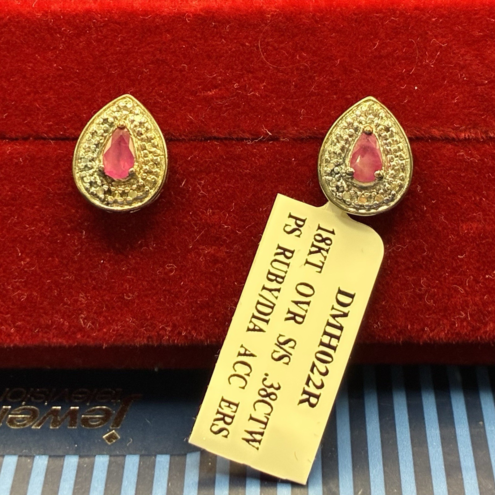 Never Worn, Ruby & Diamond Teardrop Shape Post Ea… - image 8