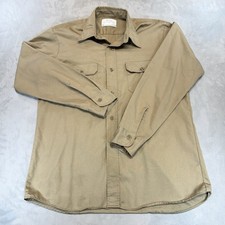 Vintage Sears Fieldmaster Shirt Mens Large Beige Long Sleeve Perma-Prest USA