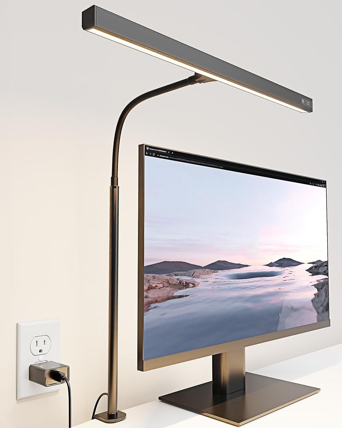LED Desk Lamp for Office Home, Eye-Caring Desk Light with Adjustable Gooseneck,