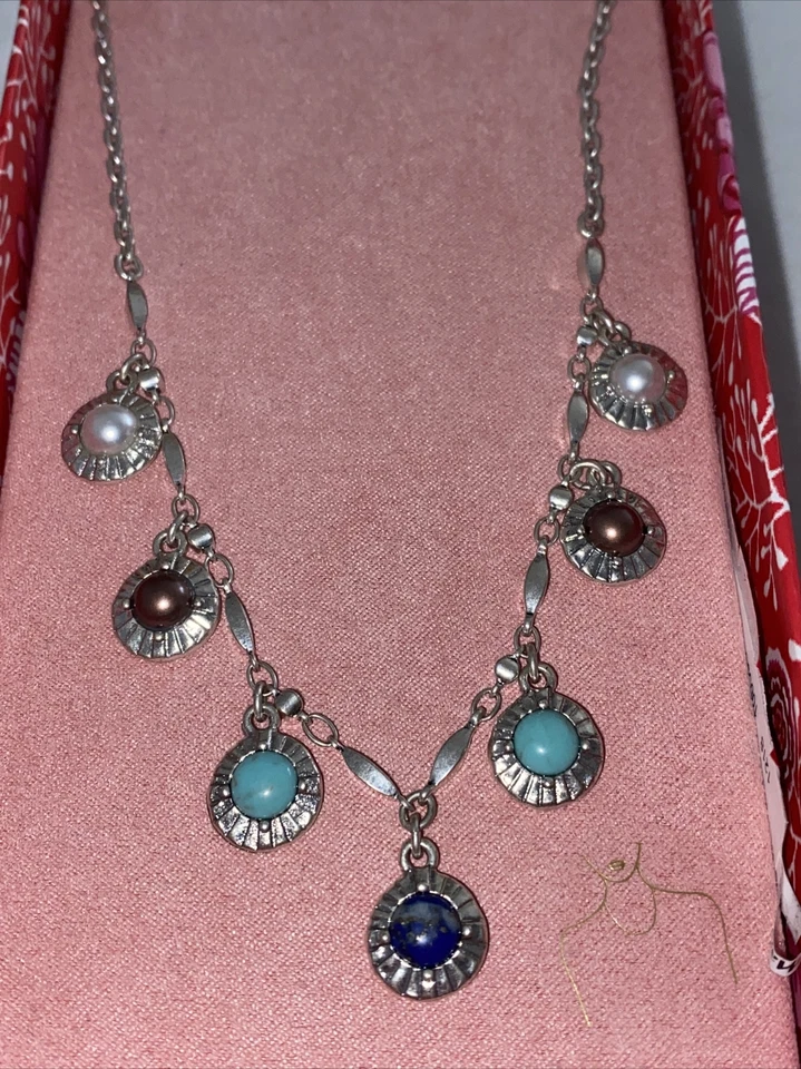 Collar enchapado en plata con detalles semipreciosos Lucky Brand para mujer nuevo en caja Foto 2 de 4