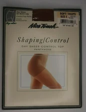 VTG Nice Touch HugAlon Shaping Control Nylons Pantyhose Sz E Driftwood USA Made