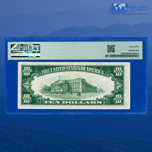 Fr.2309 1934A $10 Silver Certificate Yellow Seal "North Africa", PMG VF 35 #3127 - Picture 2 of 3