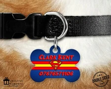 Personalised Pet Dog Name ID Tag For Collar Pet Tags - Superman