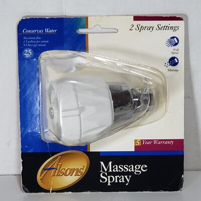 Alsons Adjustable Massage Spray Pulsate Shower Head New Vtg 1996 Made in USA