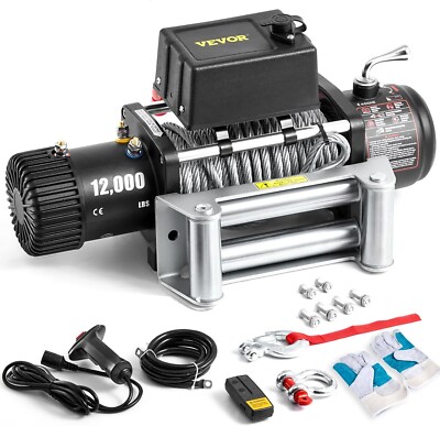 Truck Winch 12000lbs Electric Winch 85ft/26m Steel Cable 12V Power Winch Jeep Wi