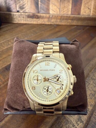 Michael Kors MK-5055 All St. Steel Quartz Analog Men's Watch Sz. 7" New Battery