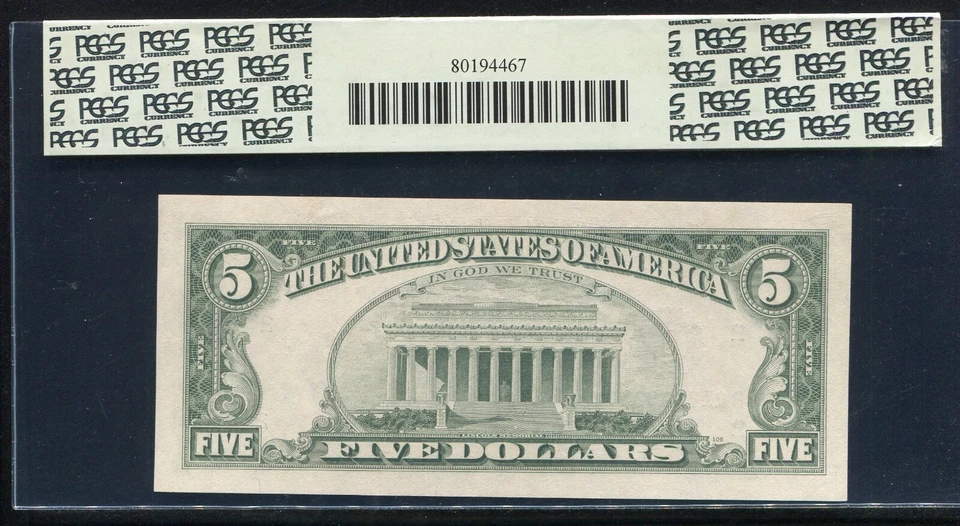 FR. 1980-B 1988-A $5 FRN “INSUFFICIENT INKING OF FACE ERROR” PCGS GEM UNC-67PPQ - Image 2 of 2