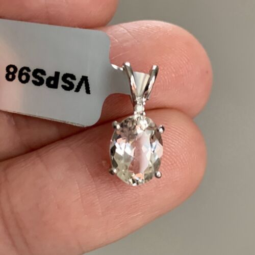 Colgante Gemporia de diamantes de morganita de oro blanco de 9 quilates con certificado de autenticidad - Imagen 8 de 10