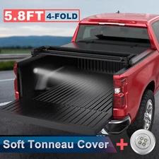 5.8FT 4-Fold Truck Bed Tonneau Cover For 14-19 Chevy Silverado GMC Sierra 1500