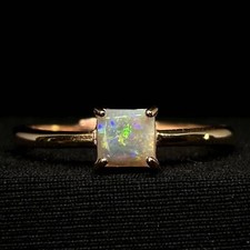 Color Stained Square Cut Australian Opal Floral Collectors Ring