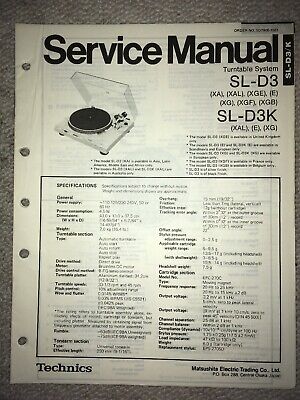 Technics Service Manual,SL-D3, SL-D3K, +Modifications | eBay