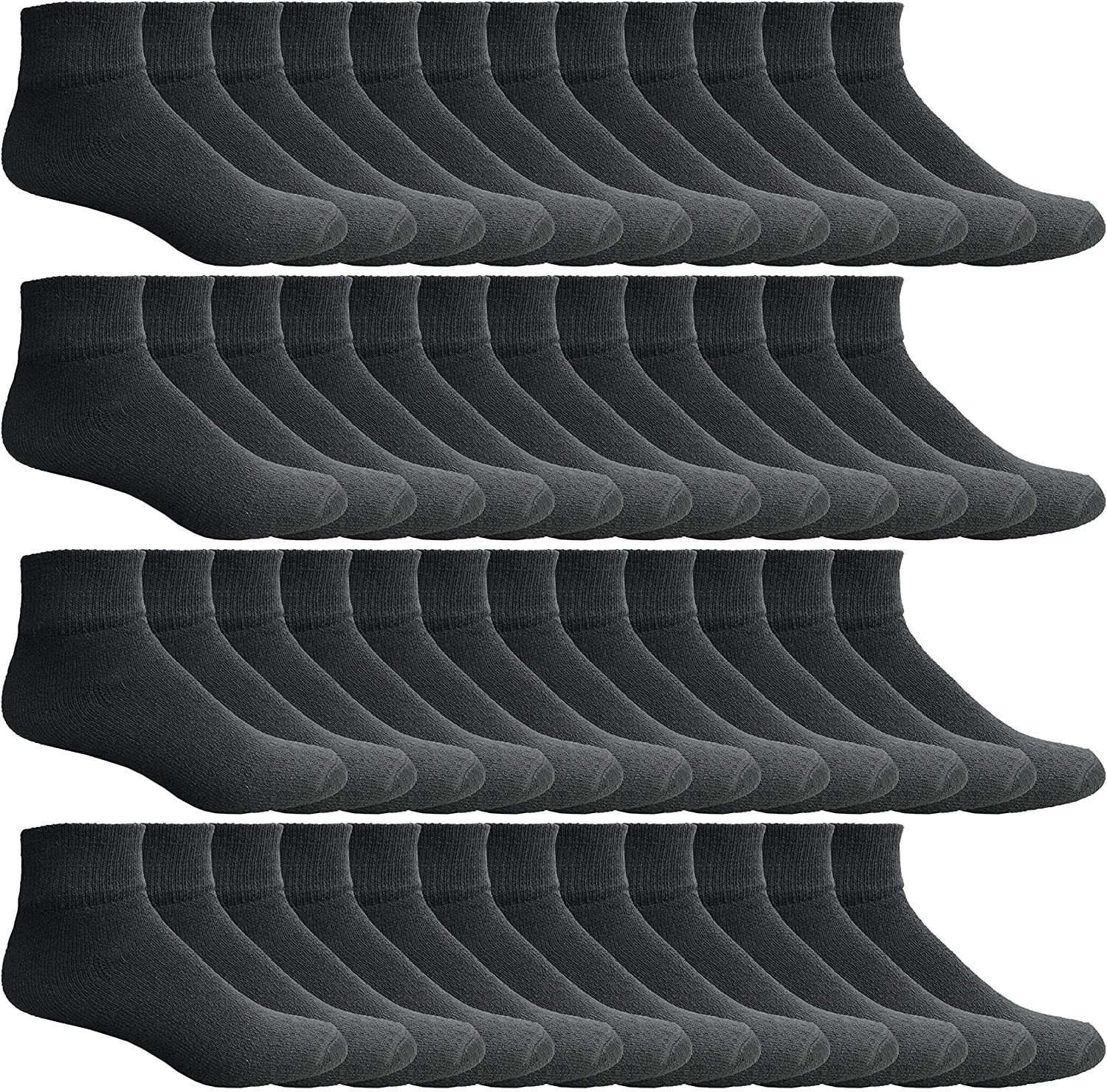 48 Units Women's Premium Cotton Ankle Socks Black Size 9-11 - Womens Ankle Sock
