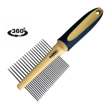 Pet Dogs Cats Double Sided Shedding Comb - Rotating Fixed Teeth Grooming Brush