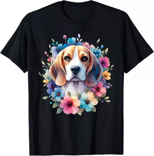 Floral Beagle Mom Dog Lovers Cute Mama Puppy Mother's Day T-Shirt - Bild 1 von 3