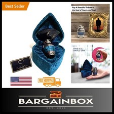 Thoughtful Blue Brass Keepsake Cremation Urn in Velvet Heart Case - Unique Gift