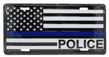 USA Thin Blue Line "Police" Letters 6"x12" Aluminum License Plate USA MADE