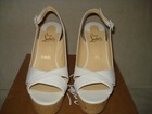 100% AUTH NEW WOMEN LOUBOUTIN REINE LIEGE WHITE LEATHER 120 WEDGE SANDALS US 10 — photo 5