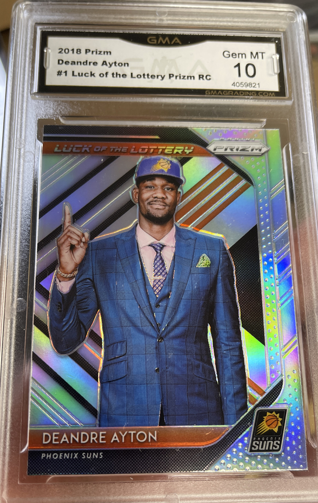 2018 Deandre Ayton Rookie Silver Prizm Refractor Luck Of Lottery Gem Mint 10 SP