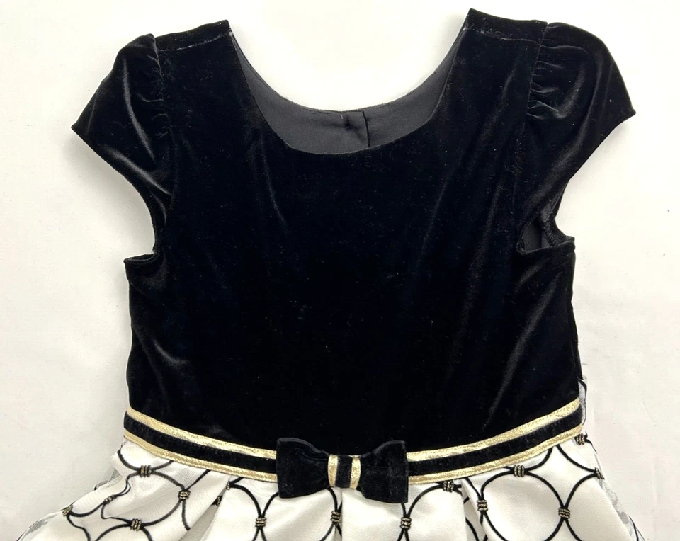 Vestido de fiesta para niña Jona Michelle, top de terciopelo negro, falda de tul blanco/negro, talla 8 Foto 4 de 4