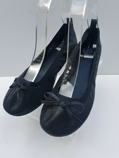 Wonder Nation Girls Ballet Flats Shoes US 3 Black Sparkle Bow Toe School Dressy