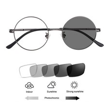 48mm Retro Round Photochromic Grey Reading Glasses Transition Sunglasses Reader
