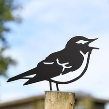 Steel Wood Warbler Fence Topper in Black