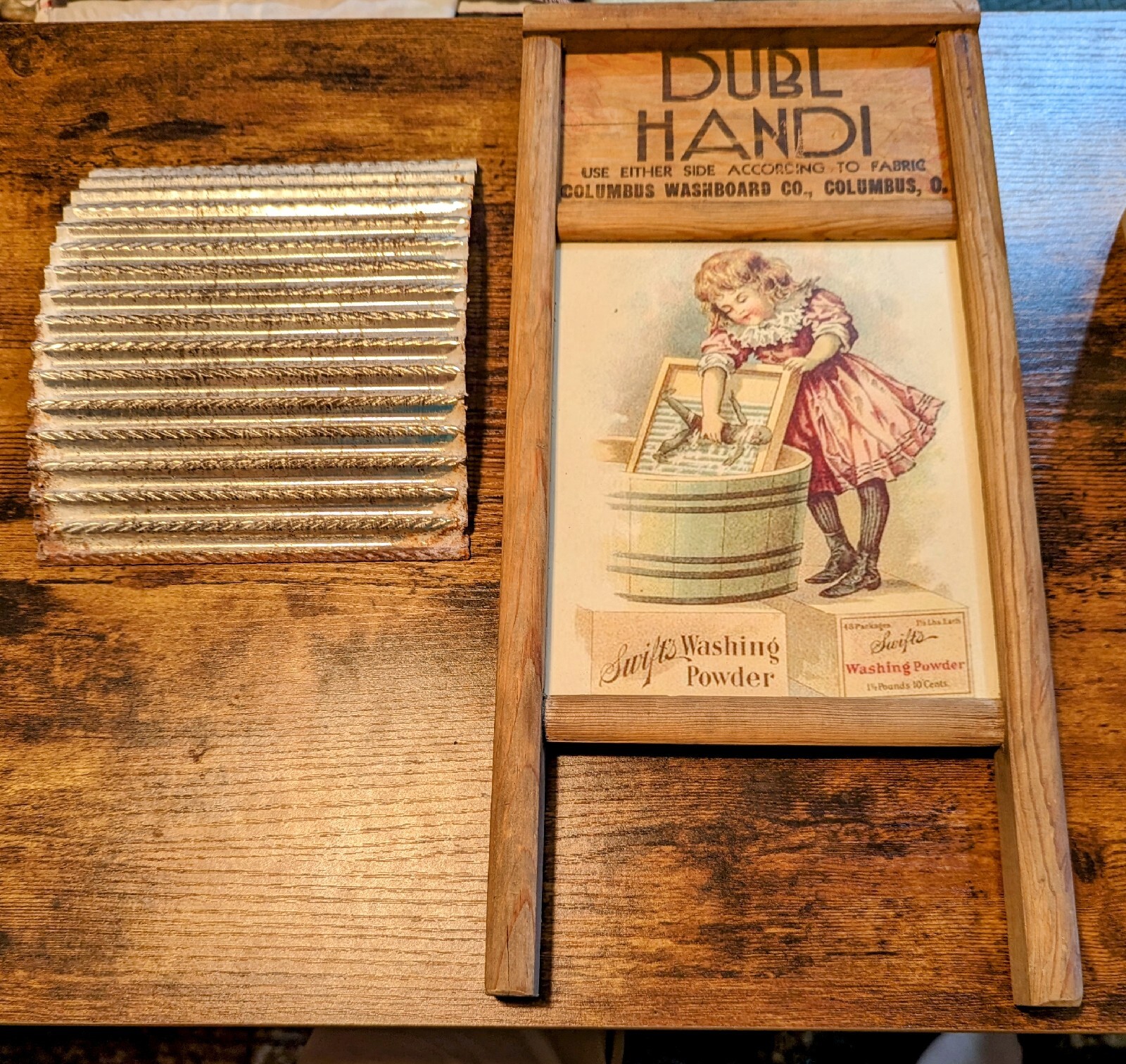 Small Vintage DUBL HANDI Converted Washboard Columbus Washboard Company