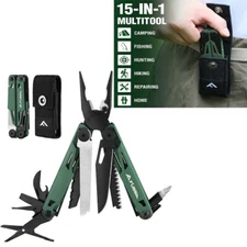 15-in-1 Multi Tool Pocket Knife with Sheath Stainless Steel EDC Multitool Pliers