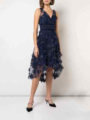 marchesa notte pink metallic floral dress NWT Marchesa Notte Light Pink Floral Appliqu Maxi Dress Gown 8