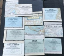 (11) 1945-48 National Geographic Map Mint Lot Japan, Bible Lands, U.S +