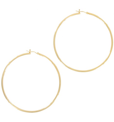 Ky & Co Hoop Earrings Gold Tone Square Tube 3" Made In USA Oversized - Picture 2 of 2