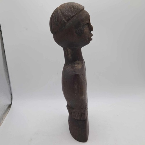 Vintage Hand Carved Wood Sculpture Art Work Statue Tribal Decor Brown 7-1/4" - Picture 5 of 12