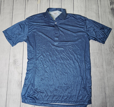 NWOT Collars & Co Polo Shirt Mens 2XL Blue Micro Print Stretch Casual Golf Top