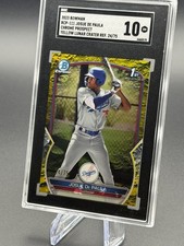 Josue De Paula 2023 Bowman Baseball 1st /75 Yellow Lunar Crater Dodgers SGC 10