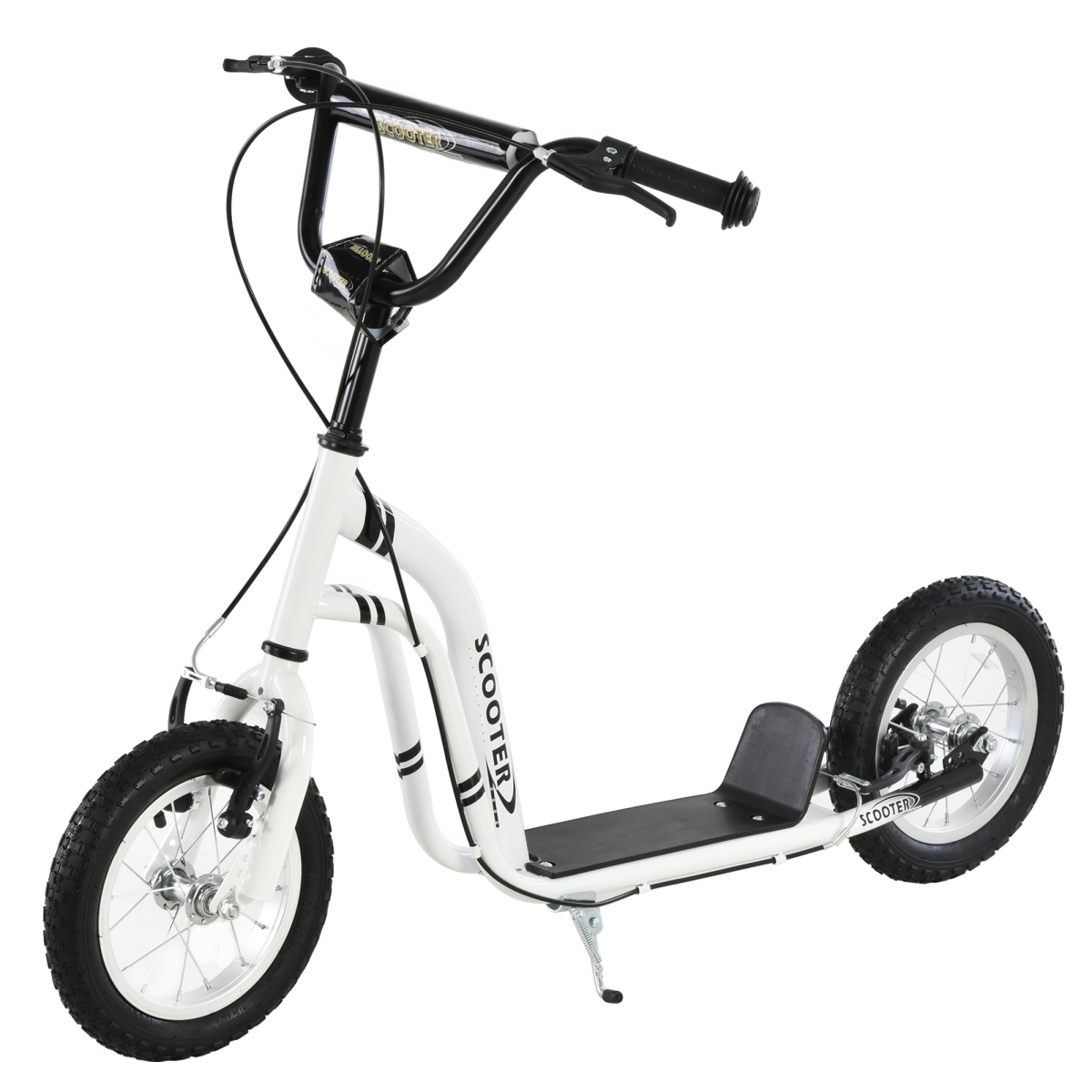 Bobobiy Black Dual Brakes 12" Metal Frame Kick Scooter Adjustable - Image 2