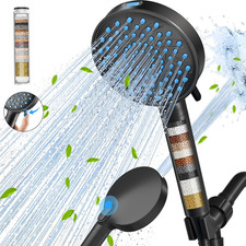 Filtered Shower Head with Handheld, Water Softener Filters for Hard Black