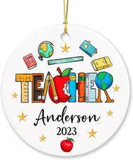 Teacher Present, Custom Teacher Ornament Gift Xmas from Student, Teacher Chr...